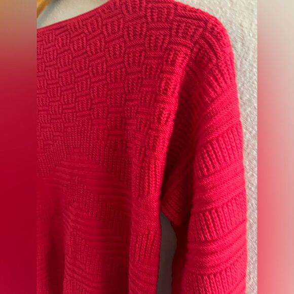 Vintage Keneth‎ Too! SZ S/M Red Crew Neck Sweater Classic Knit 80s - Picture 16 of 16